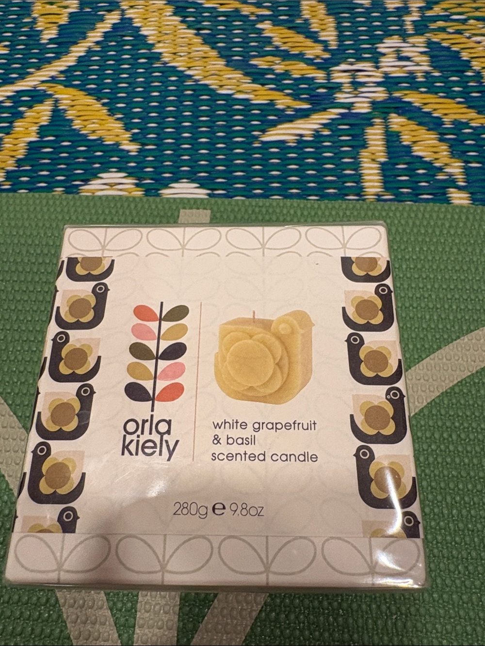 Orla Kiely White Grapefruit & Basil Scented Candle 9.8oz New in Package